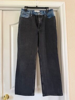 Abercrombie & Fitch Two-Tone Black and Blue High-Rise Straight Leg Jeans